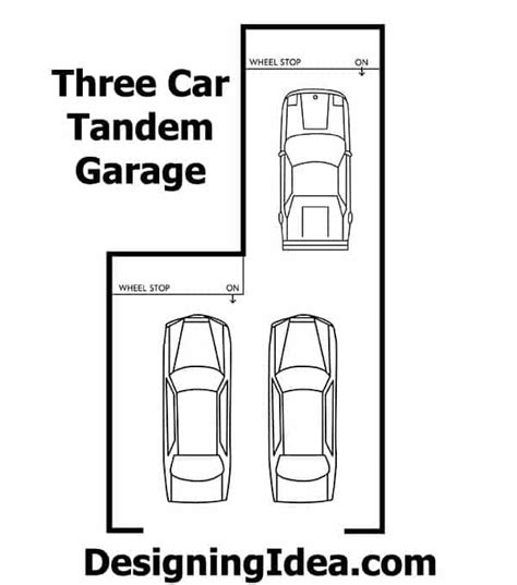 3 car tandem garage dimensions.